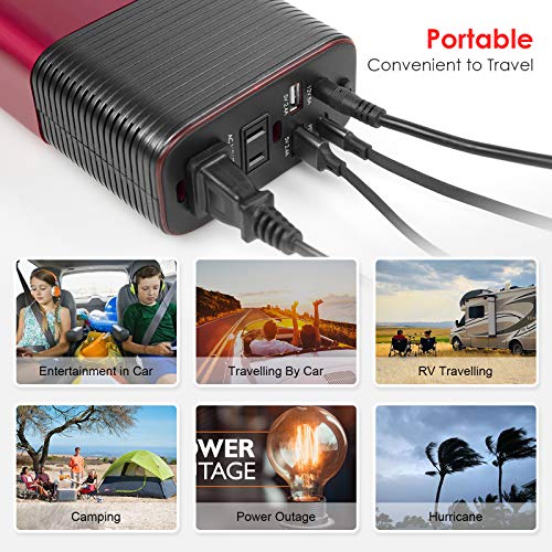 500W Pure Sine Wave Power Inverter DC 12V to AC 110V Car Inverter Power Adapter Converter with Type C PD18W/12V DC Output/4.8A Dual USB Charging Ports and 2 AC Outlets Car Charger