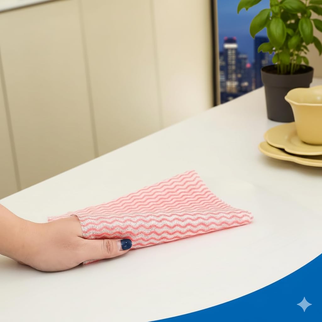 Disposable Kitchen Cleaning Cloth Roll | Reusable Non Woven Multipurpose Cleaning Wipes | Super Absorbent, Lint Free, Tear-Off Sheets for Home & Office (Multi-Color)