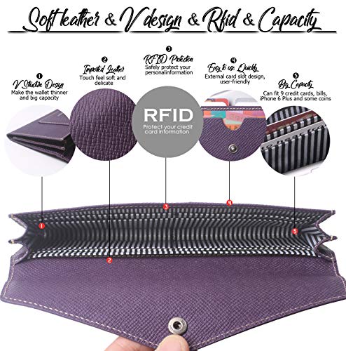 Borgasets Wallet for Women Bifold Leather Ladies Phone Cluth Travel Long Zipper Purse with Large Capacity and Thin2