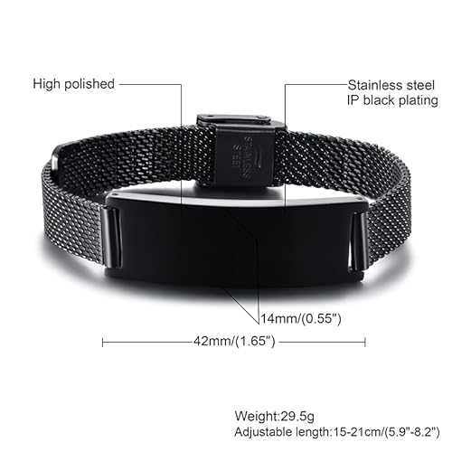 Xuanpai Personalized Medical Bracelet For Men - Free Engraved Customized Medical Id Bracelets,Hypoallergenic Stainless Steel Adjustable Wristband,Emergency Medical Information Life Alert Bracelet For Women thumb #1
