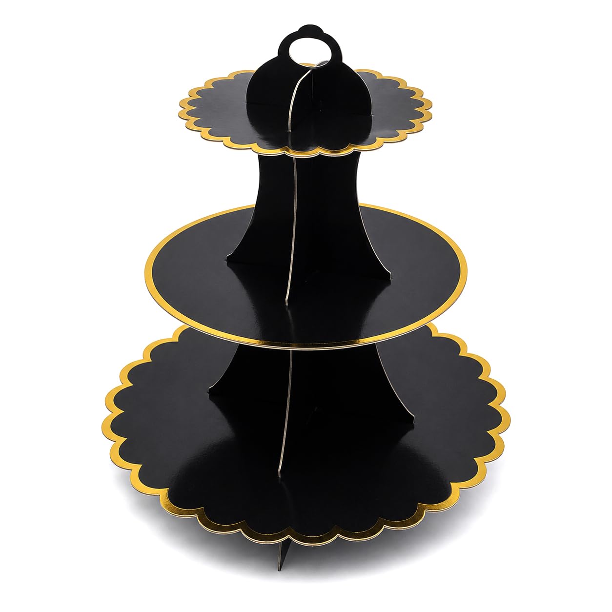 Tumtanm 3-Tier Cardboard Cupcake Stand, Disposable Cupcake Display Tower Stand for Holiday Wedding Birthday Party Black