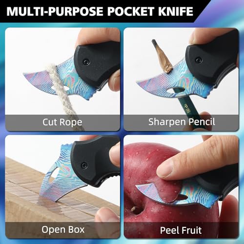 Image of Pocket Knife for Women Men,Cool Folding Knife Box Cutter,Small Pocket Knife with 1.38''Sharp Blade,Mini EDC Knives for Everyday Carry,Ideal Gifts for Men and Women(Galaxy)