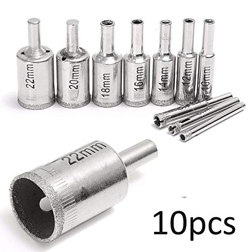 Juego de 10 brocas de 5mm a 22mm para cerámica y vidrio miniatura 3