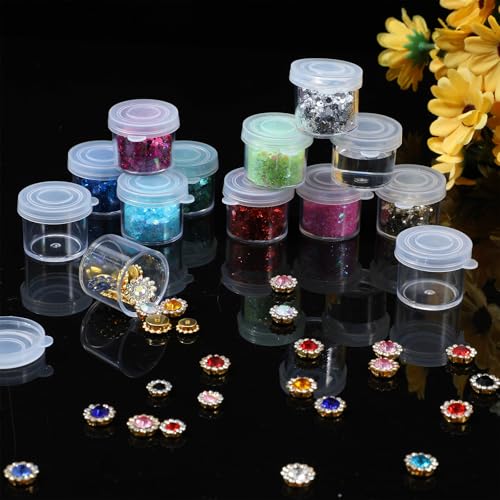 Image of 25Pcs Small Paint Cups with Lids, Empty Paint Pot Mini Containers Plastic Small Paints Containers with Lids for Beads Seeds Clay or Others