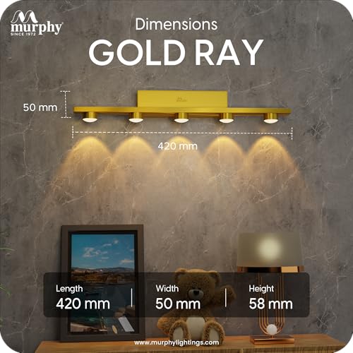 Image of Murphy 5-Glow Goldray|LED Mirror /Vanity Light|- Luxurious Gold Finish|Warm White, 2-Year Warranty-Pack of 1