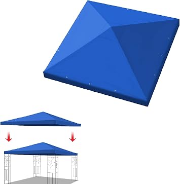 YardGrow 10x10 FT Gazebo Replacement Canopy Top Cover Single Tiered Patio Sunshade Upgraded UV Protection, Canopy Cover ONLY Blue