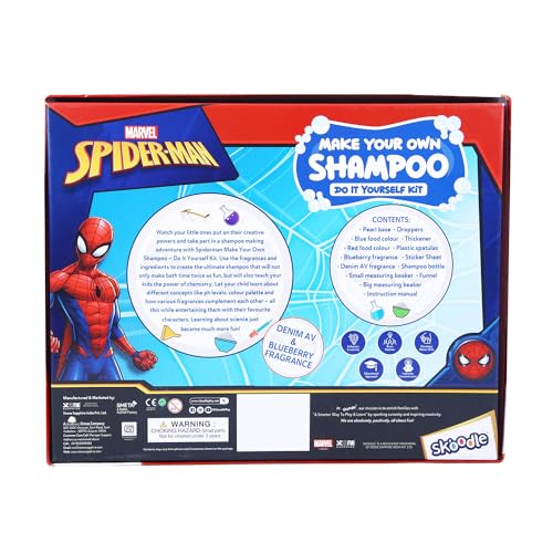 Image of Skoodle Spiderman - Make Your Own Fresh Shampoo, Educational DIY Activity Toy Kit for Ages 8+, Creative Learning Games for Growing Children