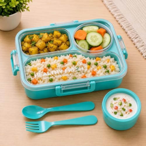 Image of Healthy Fresh Bento Lunch Box 3 Compartment, 1000ml
