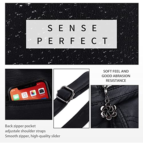 Image of Purses Women Handbags Large Double Zipper Multi Pocket Washed Shoulder Bags Purse with compartments Designer