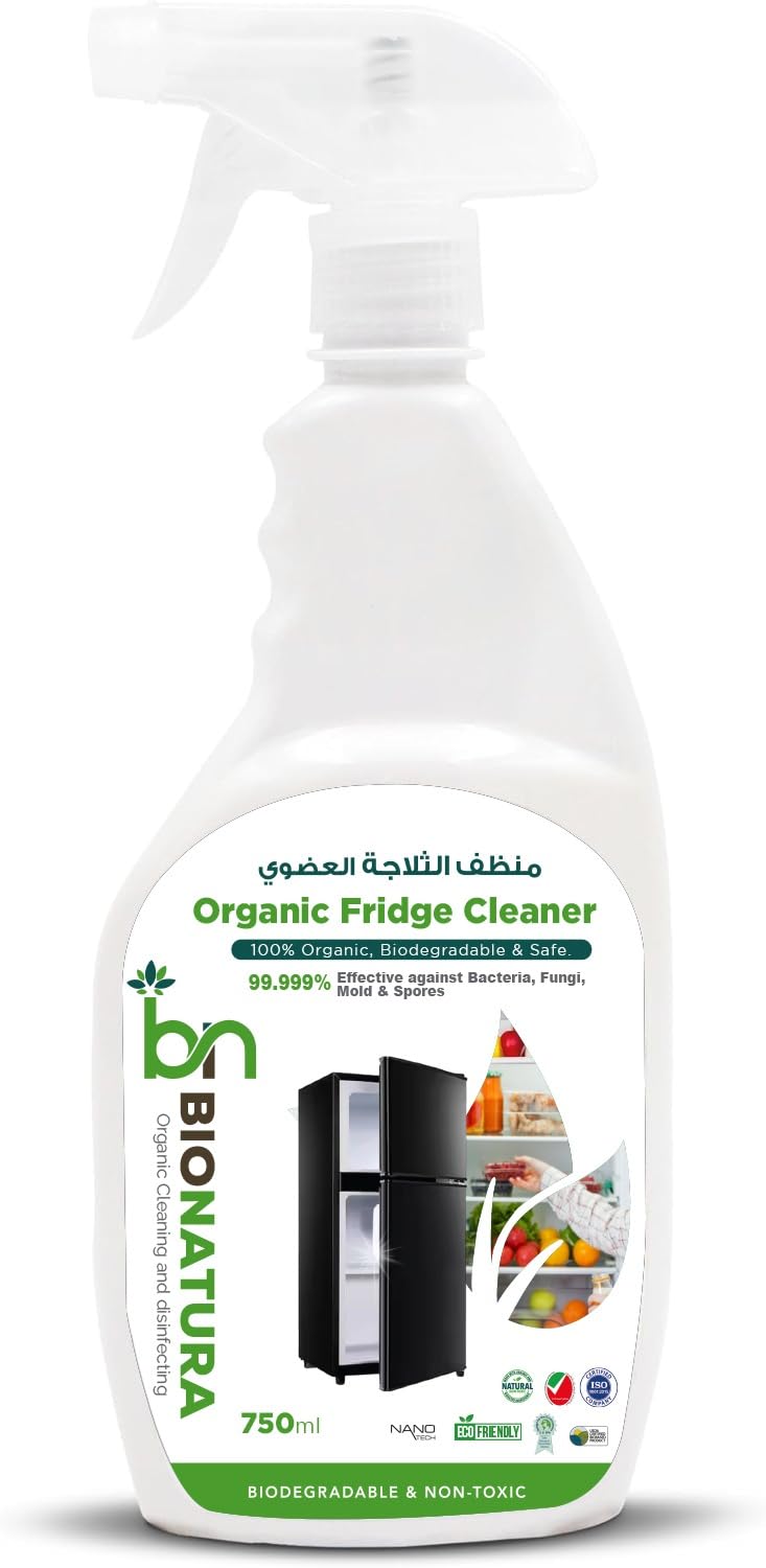Organic Fridge Cleaner, Non-Toxic, Biodegradable, Safe for All Fridges stainless steel cleaner best for interior and exterior; kitchen cleaner; kitchen cleaner spray