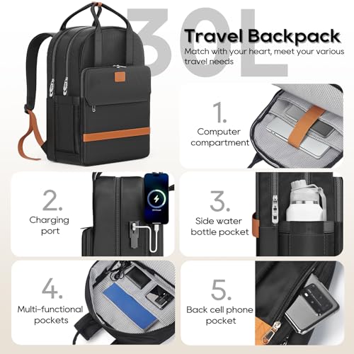 Image of imiomo Hard Shell 20 Inch Carry on Luggage 3 Piece Set with Travel Backpack, Lightweight Hardside Carry-On Suitcase with Spinner Wheels and TSA Lock, Black