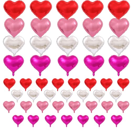 50 Pcs Heart Balloon 20 Pcs 10 inch 30 Pcs 5 inch Mini Balloon for Wedding Bridal Shower Anniversary Valentines Day Engagement Marriage Party Decorations Supplies