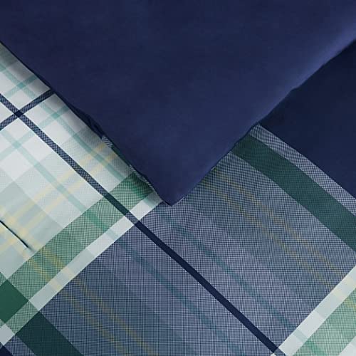 Serta Simply Clean Scott Soft 5 Piece Plaid Bed In A Bag Complete Bedding Comforter Set With Sheets And Pillow Case For All Season, Twin/Twin Xl, Multi #TOP2