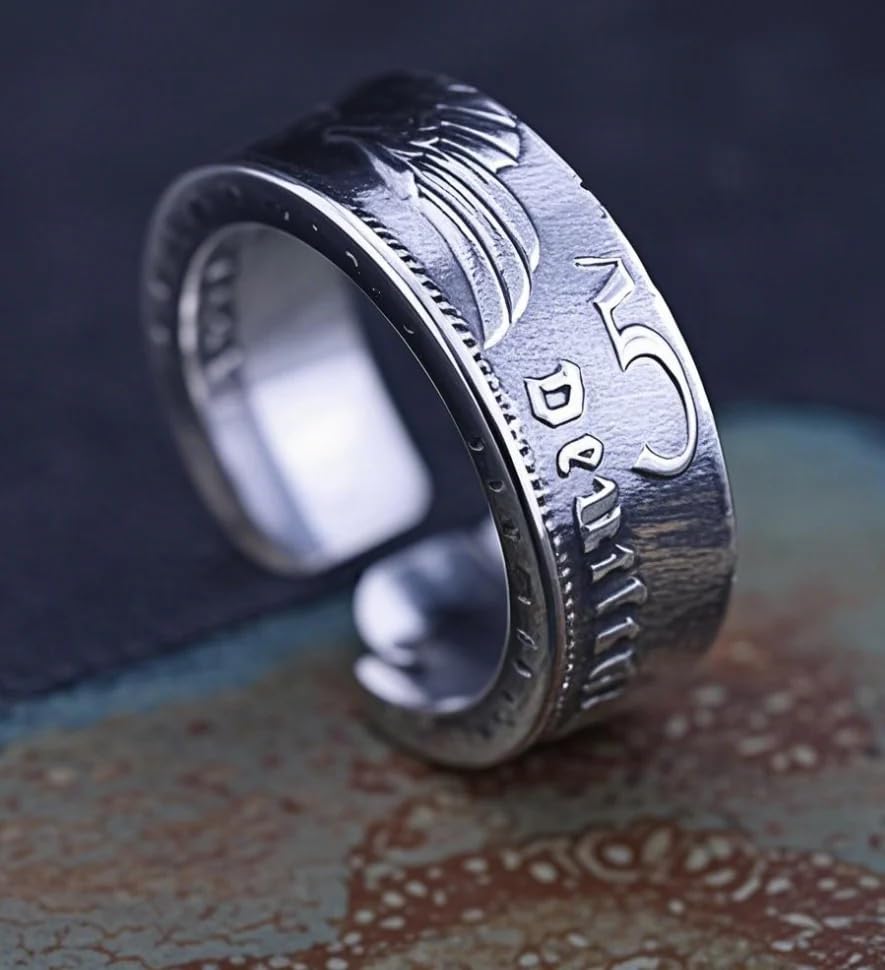 German Mark Silver Coin Ring – Handmade Adjustable Coin Ring (1935‑1939) Eagle Pattern Ring for Women & Men2