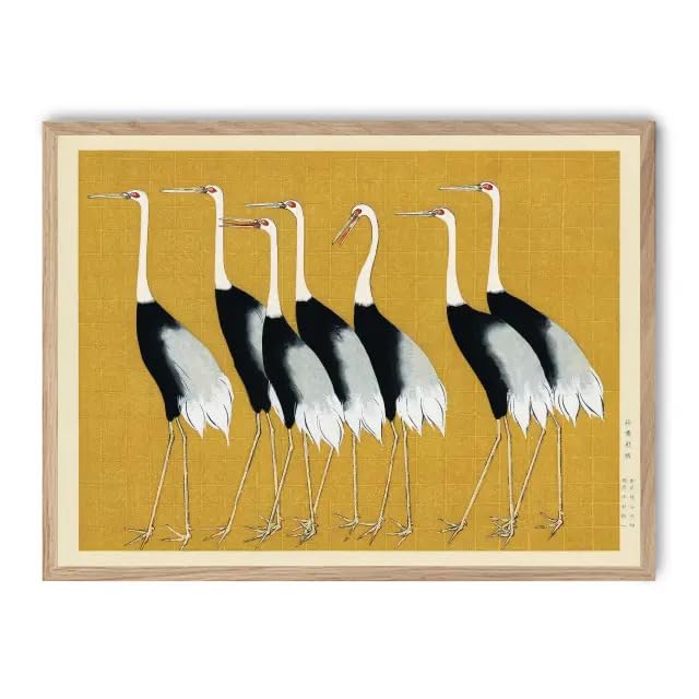 Cuadro cranes on yellow FASE5 : tableau moderne et decoration murale jaune