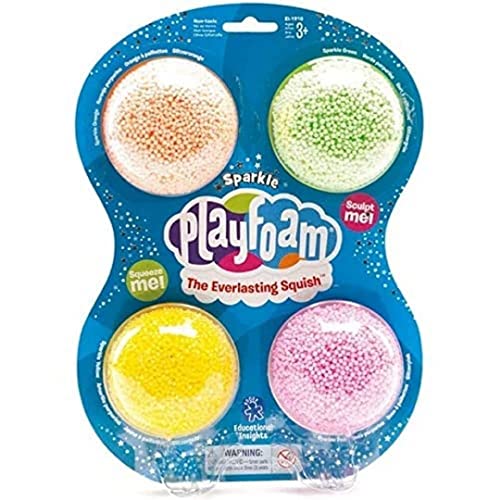 Learning Resources Playfoam Sparkle (4er-Set), Glitzernde Spielknete für Kinder, Trocknet nie aus, ungiftig & rückstandslos, Sensorik-Spielzeug für Feinmotorik ab 3 Jahren