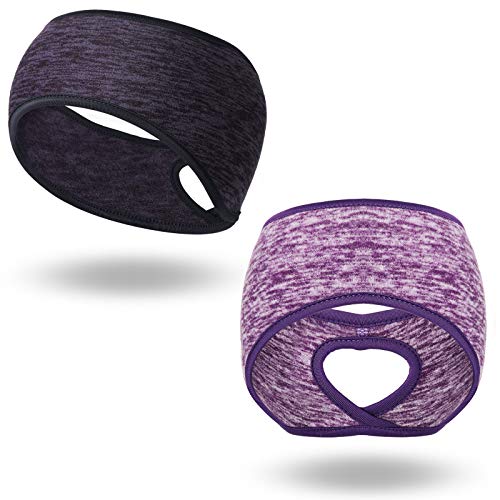 Chuangdi 2 Pieces Winter Ponytail Hair Bands Women Ponytail Headband Ear Warmers Running Sweatband Female Yoga Hair Bands for Women Outdoor Sports, 2 Colors