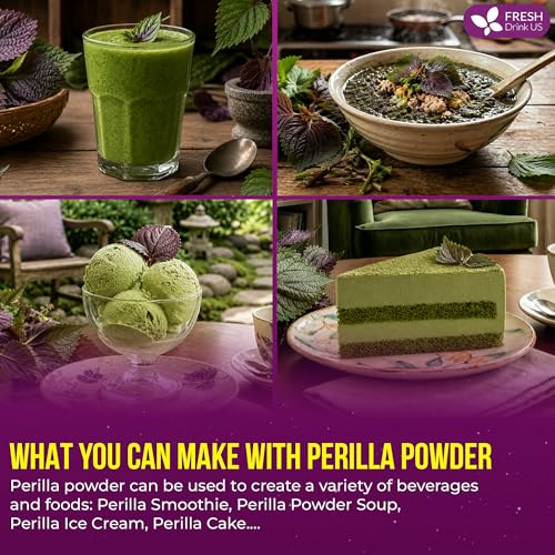 Image of FreshDrinkUS, Premium 8oz Perilla Leaf Powder, 100% Natural & Pure, Herbal Tea, Daily Infusion Botanical, No Sugar, No Caffeine, No Gluten, Vegan. Rich in Antioxidants.
