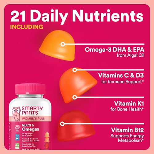 Image of SmartyPants Family Daily Nutrition Bundle: Kids + Women's Multivitamin Gummies with Omega-3, Vitamins D3, B12, A & Zinc - Gluten Free, Non-GMO, Clean Label Certified, 60 & 90 Count (Pack of 2)