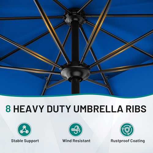 Image of AreShark 12ft 2 Tiers Patio Umbrella - Outdoor Umbrella Waterproof UV Protection, Market Table Umbrella w / 8 Sturdy Ribs&Crank for Pool, Porch, Garden(Royal Blue)