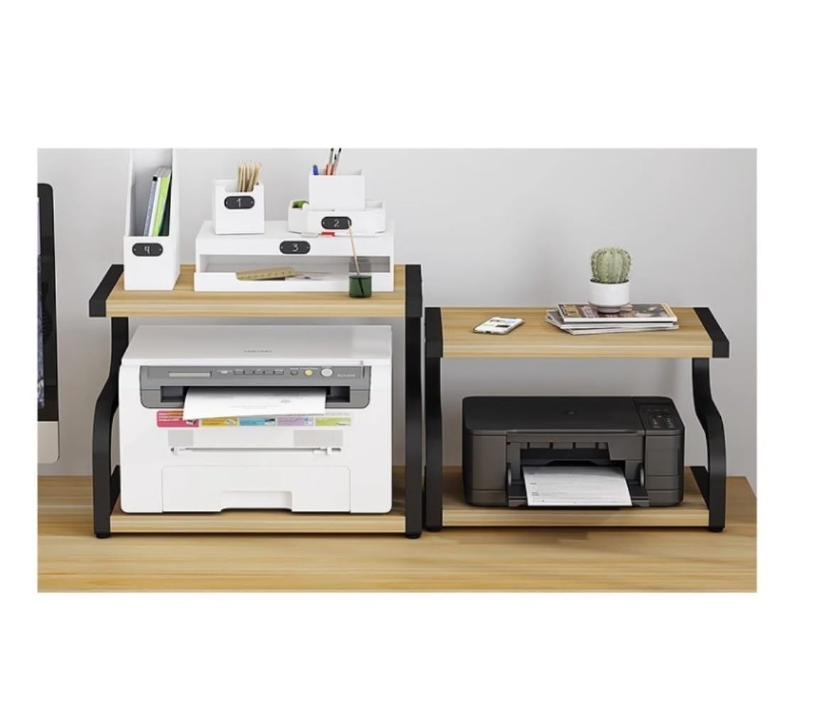 Mesa Impresora Soporte De Impresora Madera 2 Niveles Estante Marco Metal Exhibición Multifunción Escritorio Escáner Copiadora Mueble Organizador(B,50 * 32 * 37cm)