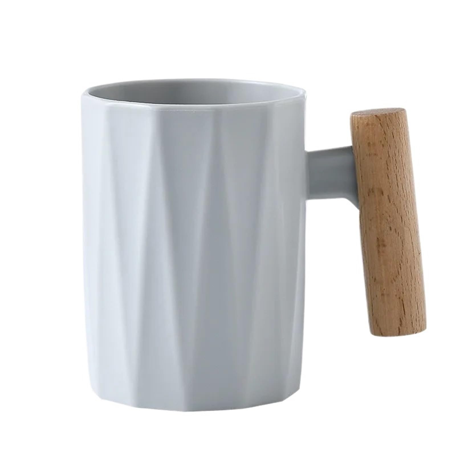 2Pcs Wooden Handle Creative Mouthwash Cup Couple Toothbrush Portable Washing Mouth Cups Bathroom Accessories for Toothbrushes(Grey)
