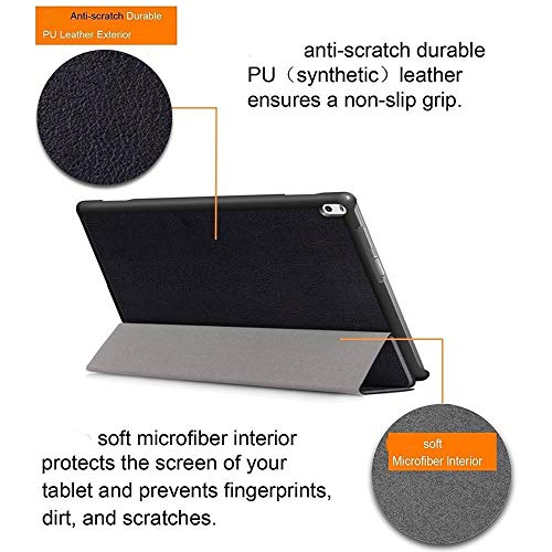 Image of ProElite Ultra Sleek Smart Flip Case Cover for Lenovo Tab E10 Tablet (Black)