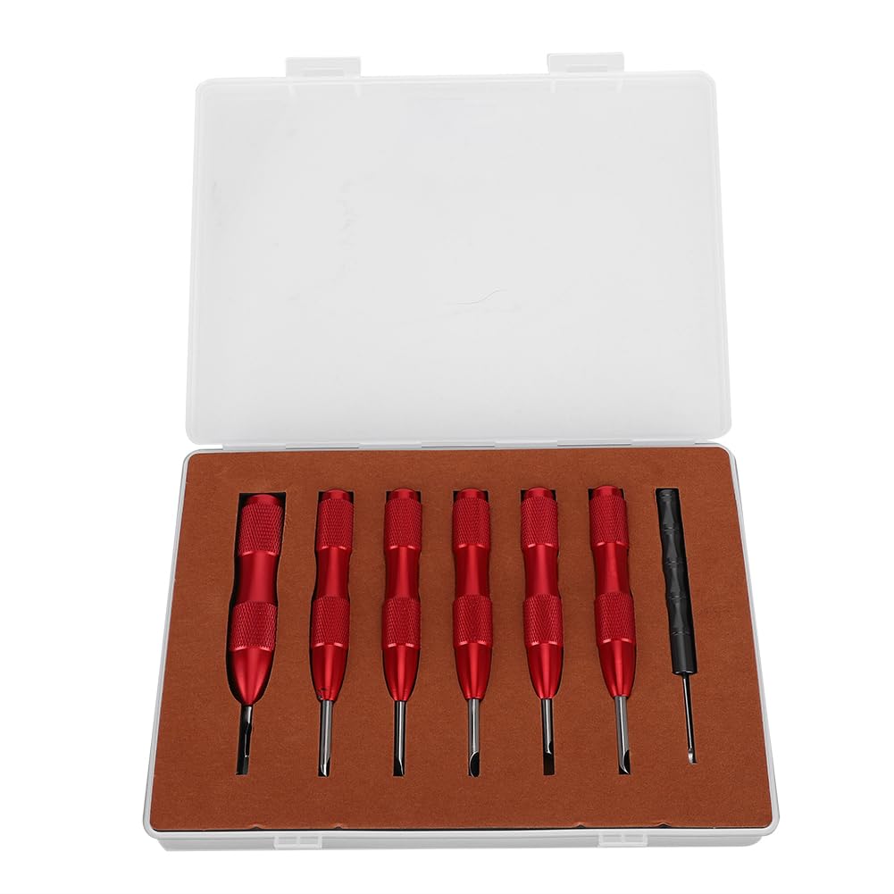 Juego de 7 piezas de cuchillas para abrir cajas de relojes, herramienta de extracción para la tapa trasera de relojes, mango ergonómico antideslizante compatible con diferentes