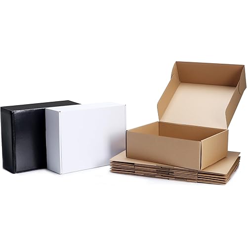 Rempry 18 Pack 12x9x4 Shipping Boxes, 3 Color Corrugated Cardboard Mailer Boxes for Packaging, Gift Boxes with Lids for Small Business