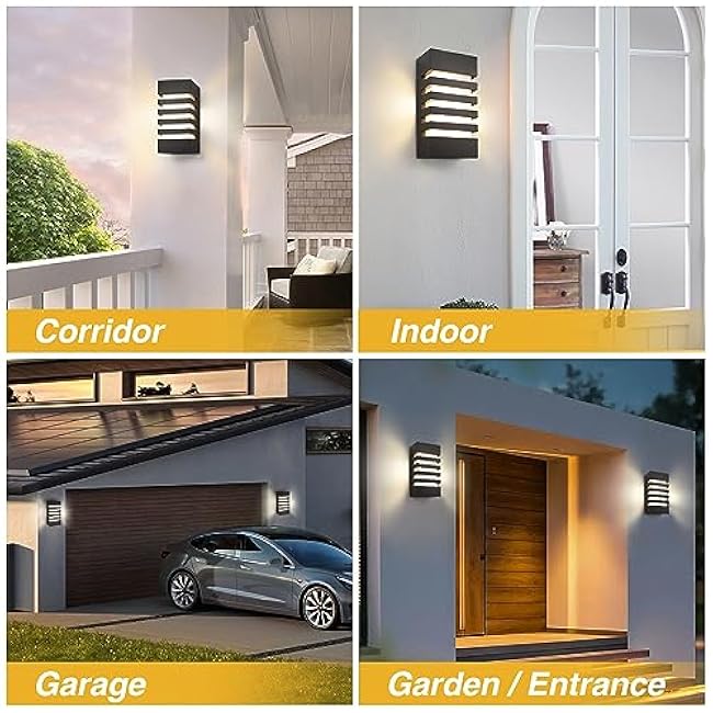 Outdoor Wall Light 12W LED Modern Wall Sconce Lamp Exterior Wall-Mounted Garden Corridor Porch Patio Light Waterproof LED Wall Light Fixture for Outdoor Lighting Warm White 300lm
