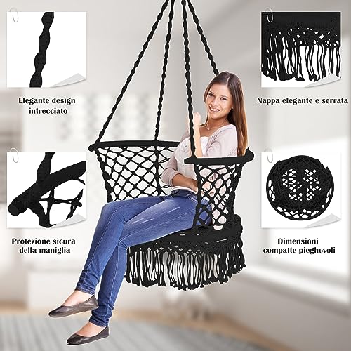 COSTWAY Sedia Amaca in Macramè con Sedile con