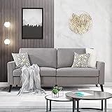 JY QAQA Modern Sofa Couch, Mid-Century Upholstered Futon with Removable Thick Backrest, Small Space...
