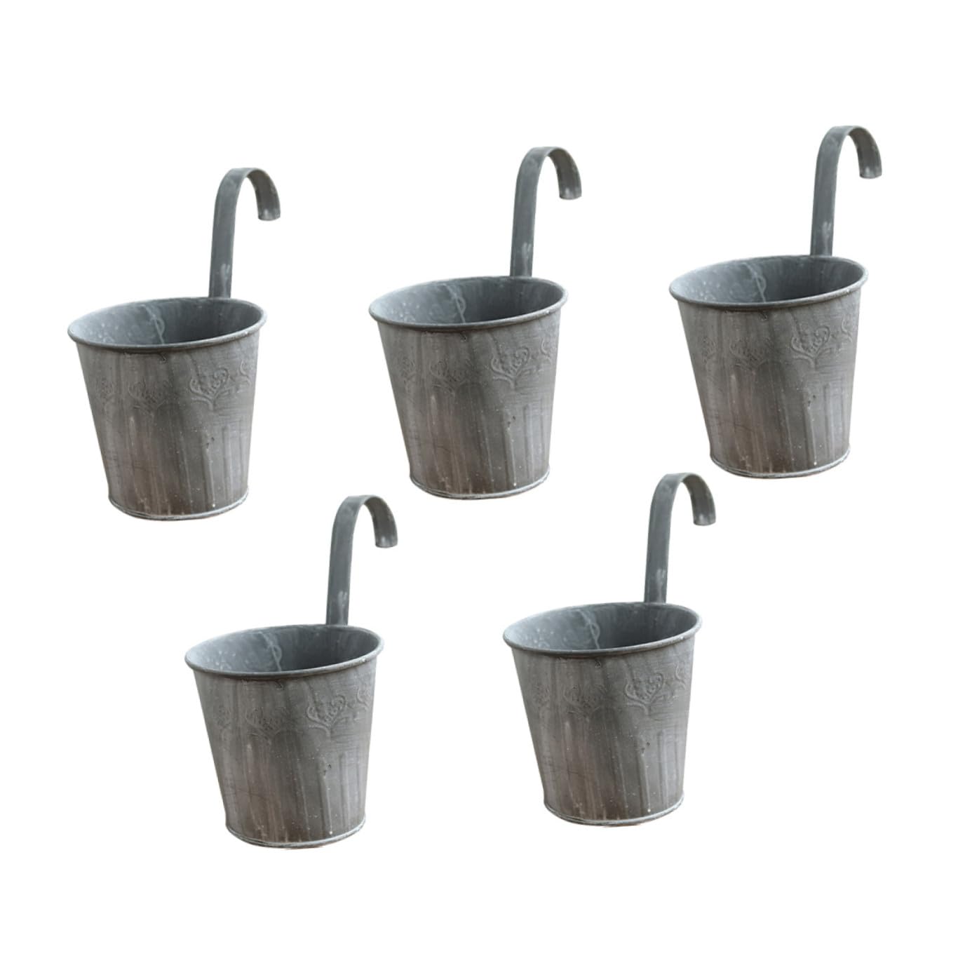 5 Stück Vintage Eisenblumentöpfe zum Hängen Balkoneimer im Landhausstil für Seiden und Trockenblumen für Außenwände und Gartenlauben