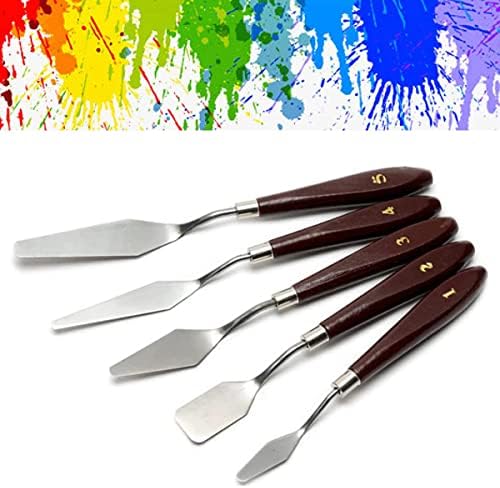 Artist Painting Knives Set - 5 Pieces Painting Knives Stainless Steel Spatula Palette Knife Oil Painting Accessories Color Mixing Set for Oil, Canvas, Acrylic
