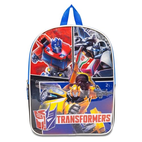 Fast Forward Transformers Boy Backpack for Kids - Iconic Little Kids Back Pack with Padded Straps & Zip Compartment Kid Bagpack - Comfy Toddler Bookbag and Backpack for Boys - 15