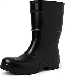 Bota Pvc Preta Cano Médio 28cm Forrada Impermeável Galocha EPI Segurança Ocupacional Solado Antiderrapante Cartom