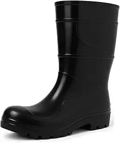 Bota Pvc Preta Cano Médio 28cm Forrada Impermeável Galocha EPI Segurança Ocupacional Solado Antiderrapante Cartom
