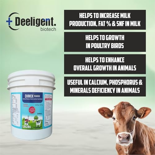Image of Dimix Mineral Mixture Powder 25kg Bucket | Essential Minerals for Cattle, Buffalo, Goat & Poultry | Boosts Milk Yield, Fertility & Immunity