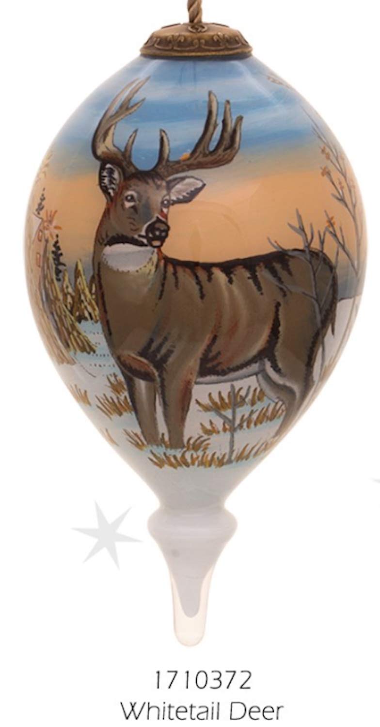 InnerBeauty Glass Ornament - Whitetail Deer - After A Motif Of Sam Timm Interior Stained Glass Mouth-Blown Glass Ornament