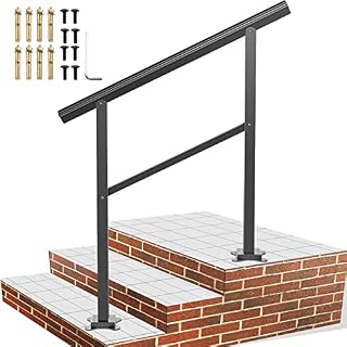 VEVOR Outdoor Handrail 165LBS Load Handrail Outdoor Stairs Aluminum Stair Handrail 36 x 35" Outdoor Stair Railing Transitional Range from 0 to 50° Staircase Handrail Fits 2-3 Steps with Screw Kit