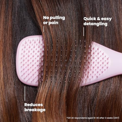 Image of Tangle Teezer Ultimate Detangler Brush for Wet & Dry Hair, Eliminates Knots & Reduces Breakage for Straight to Wavy Hair Types, Millennial Pink (Pack of 3)