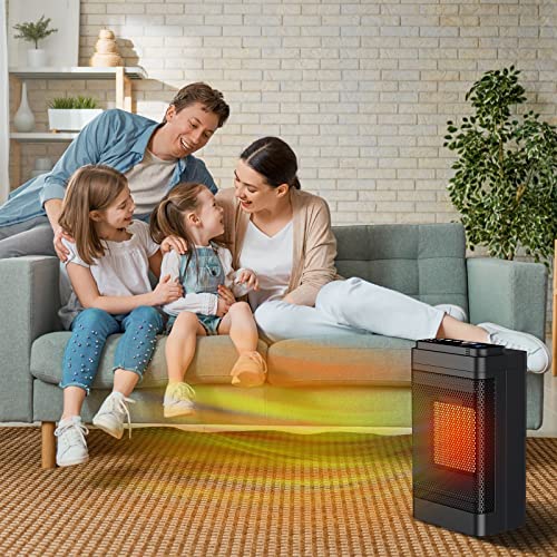 Elektrische radiator, 1500 W, mini-keramische radiator, ventilatorkachel met afstandsbediening, 70 graden oscillatie, 24 uur timer, regelbare thermostaat, 3 modi voor kantoor, slaapkamer, woonkamer - Afbeelding 8