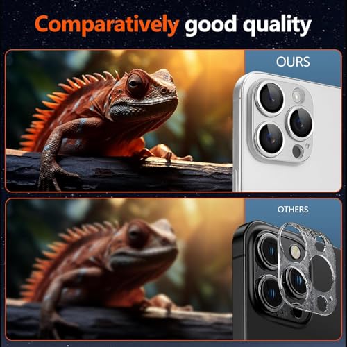 Image of TITANIUM Camera Lens Protector For IPHONE 16 PRO / 15 PRO / 16 PRO MAX / 15 PRO MAX ( SILVER ) UHD 9H Glass, Anti Drop, Scratch Resistant, Case Friendly, Removable, Waterproof, Heavy Duty Camera Protector, ( BUY 2 GET 1 FREE )