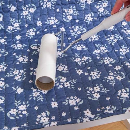 Image of HOMETHREADS Floral Cotton Chair Cover Set | Soft & Comfortable Seat Covers with Anti-Skid Non-Slip Backing + Waterproof Dining Table Cover (140x180 cm) Navy White, 4 Chair Covers + 1 Table Cover