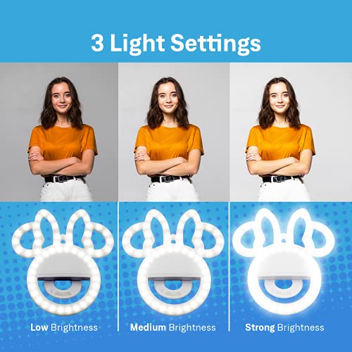 Disney-Minnie-Mouse-Clip-On-Selfie-Ring-Light-for-Phone-Rechargeable-LED-Ring-Light-for-iPhone-and-Other-Devices-Small-Ring-Light-Clip-On-Selfie-Light-3-Light-Settings-Disney-Selfie-Light-Ring