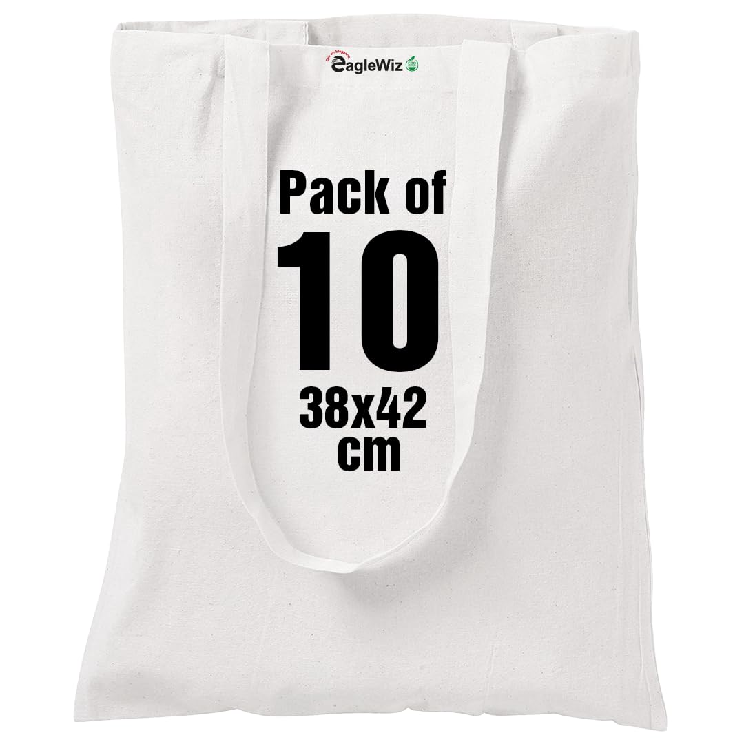 EagleWiz Natural Cotton Canvas Tote bag, Reusable grocery bags, 5 oz cotton canvas tote, eco friendly super strong washable great choice for promotion branding and gift