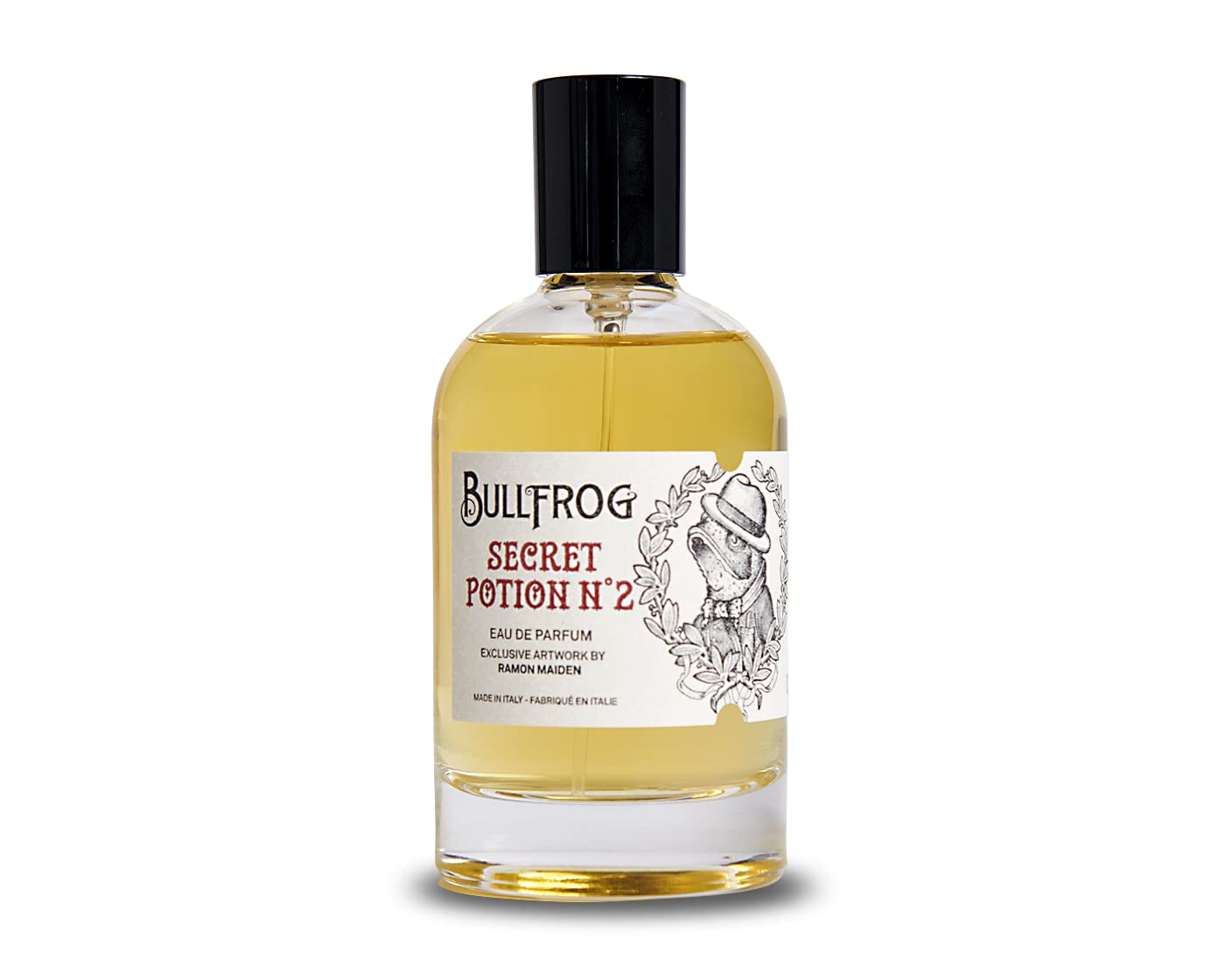 Bullfrog Eau De Parfum Secret Potion N.2 100ml – Herrenduft mit Noten von schwarzem Pfeffer, Zimt, Muskatnuss, Zedernholz, Vetiver und Sandelholz – Made in Italy