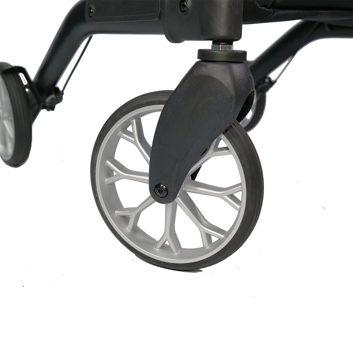 Premium Rollator Mambo - schwarz - doppelt- faltbar und leicht mit Sitz - Aluminiumgestell - Nylontasche