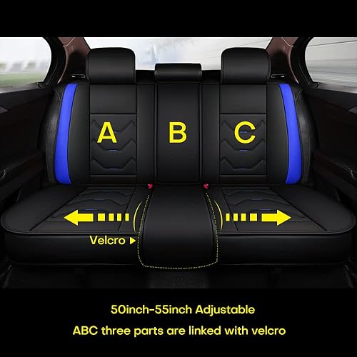 Miniatura 4 de otoez Juego completo de fundas de asiento de automóvil, funda universal de cuero para asiento de 5 asientos, compatible con la mayoría de Honda,