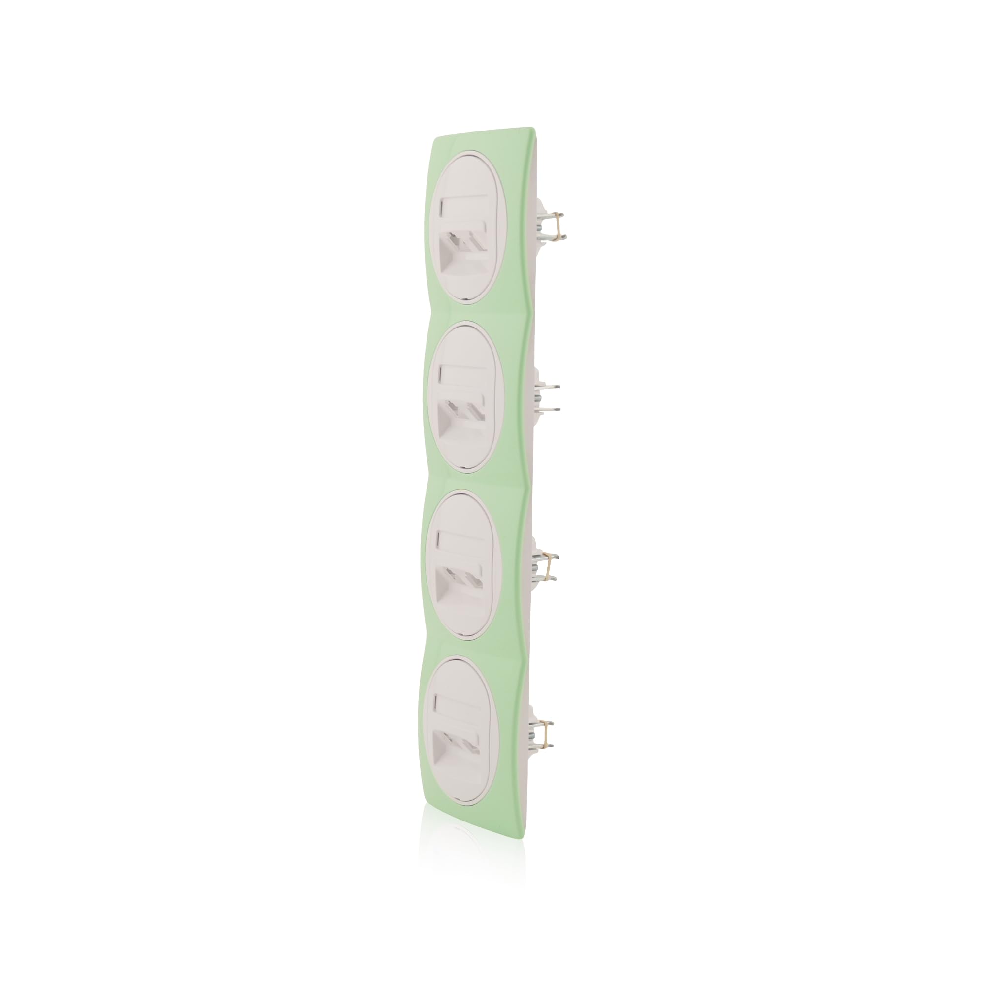 4x Datenbuchse Nobilis Set Weiß 2xRJ45 Cat 6 FTP Ø 60mm & 4-fach Rahmen vertikal Grün/Weiß 80x293 mm